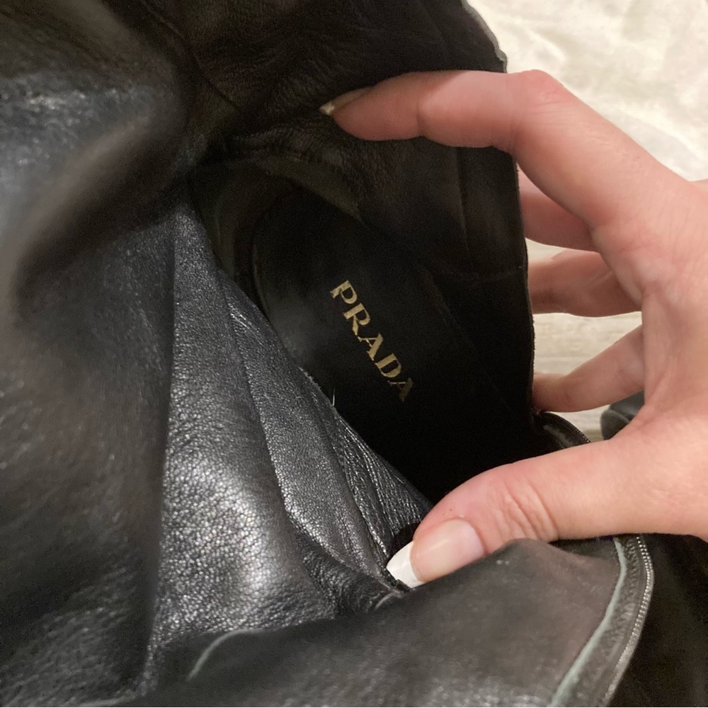 Prada Black Satin Knee-High Stiletto Boots - Picture 10 of 12
